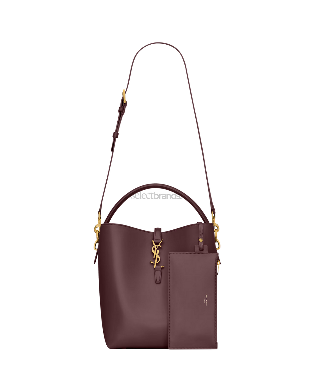 Le 37 Shiny Leather Bucket Bag  – Burgundy