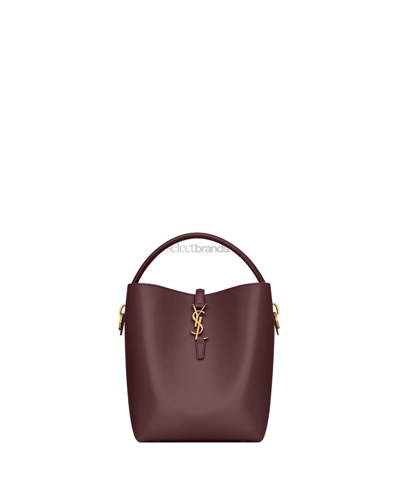 Le 37 Shiny Leather Bucket Bag  – Burgundy