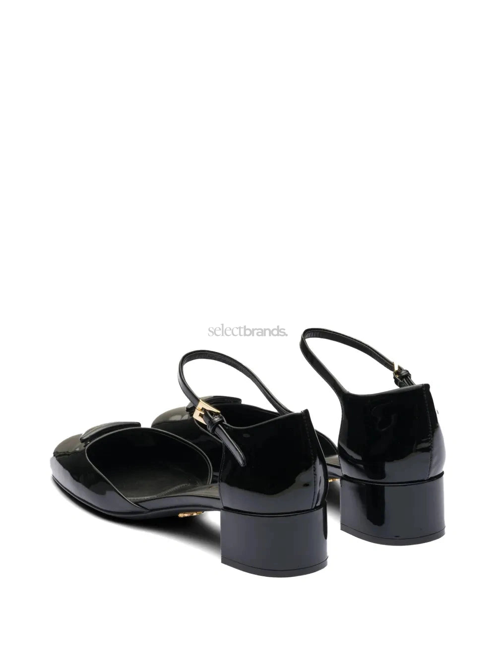 35mm Glossy Leather Heeled Pumps – Black