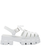 55mm Leather Platform Sandals – White