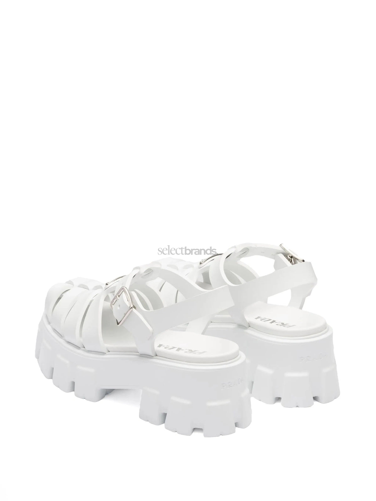 55mm Leather Platform Sandals – White