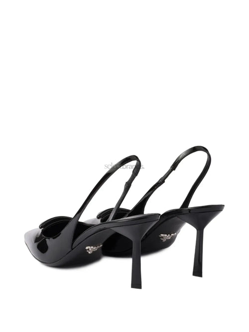 75mm Glossy Leather Heeled Pumps – Black